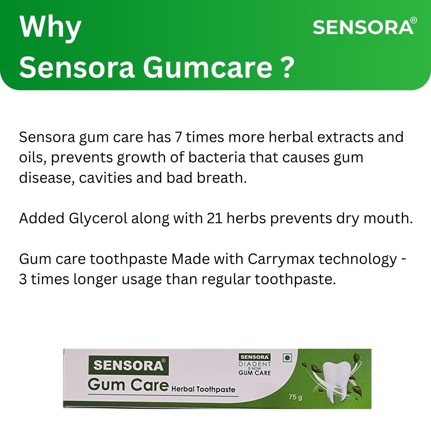 6+10 OFFER. SENSORA Gum Care Toothpaste - Pack of 6 and FREE 6 Super soft Toothbrushes and 4 tongue cleaners