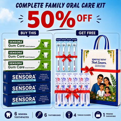 BEST SELLER. Sensora Combo Pack. 3 SENSORA, 3 SENSORA GUMCARE, FREE GET 6 BRUSHES, 4 TONGUE CLEANERS