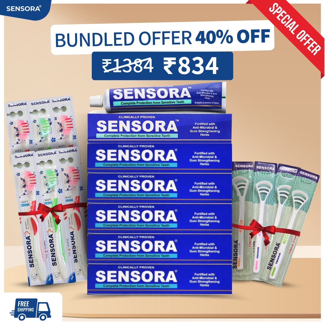 40% OFFER. SENSORA Herbal Sensitivity Relief Toothpaste-Pack of 6 and 6 Super soft brushes and 4 tongue cleaners