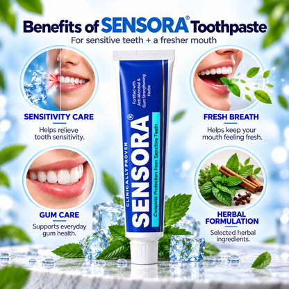 Benefits of SENSORA Toothpaste for sensitive teeth and fresh breath