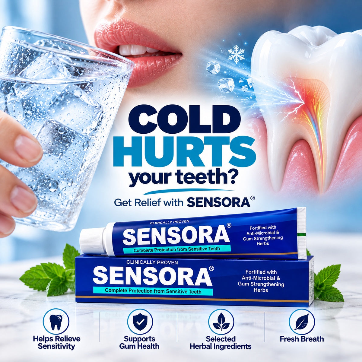 Cold hurts your teeth - get relief with Sensora