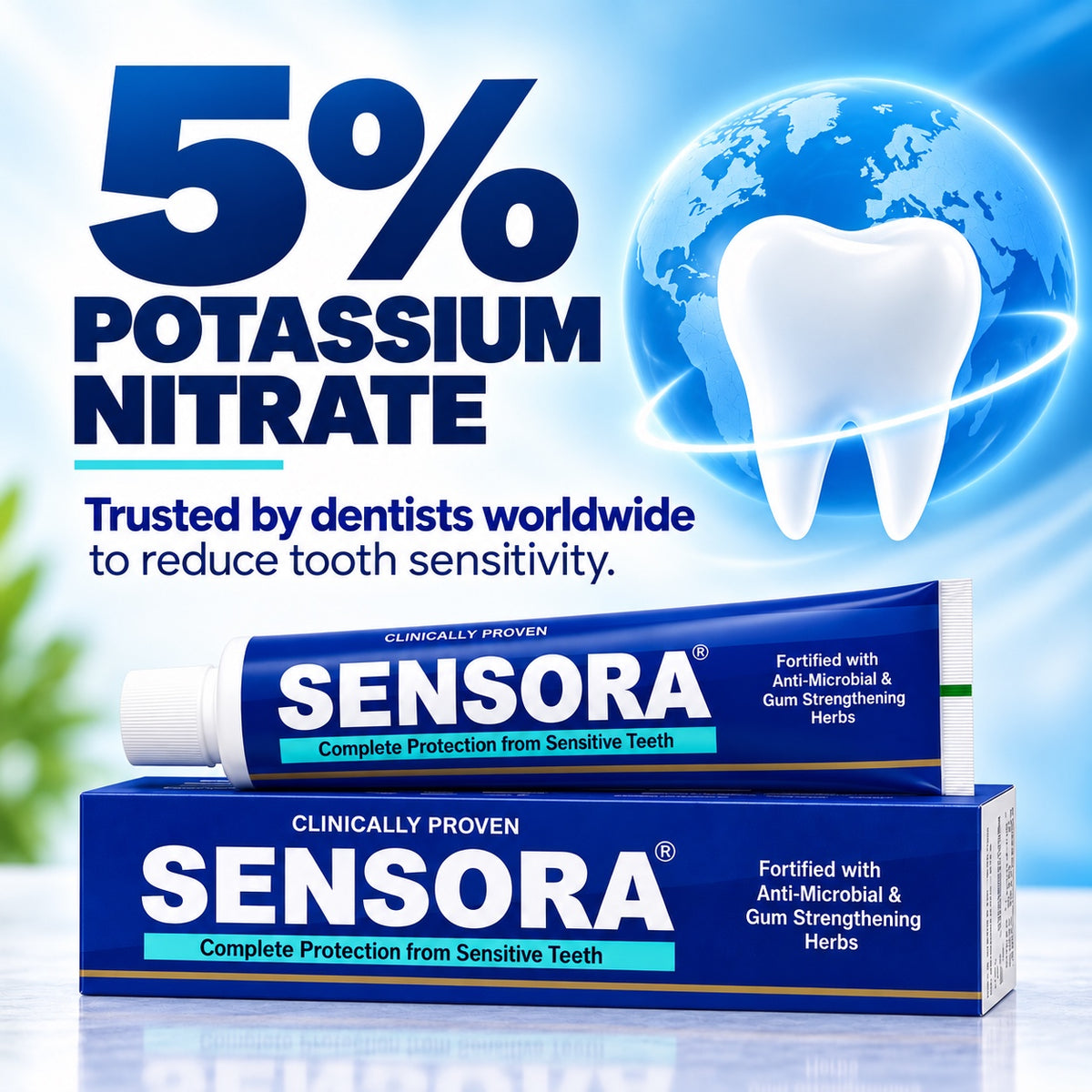 Sensora with 5% Potassium Nitrate for tooth sensitivity