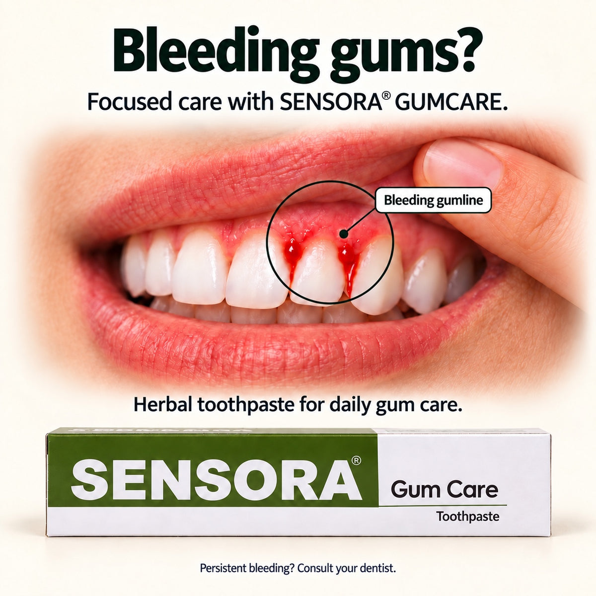 Bleeding gums focused care with Sensora Gum Care