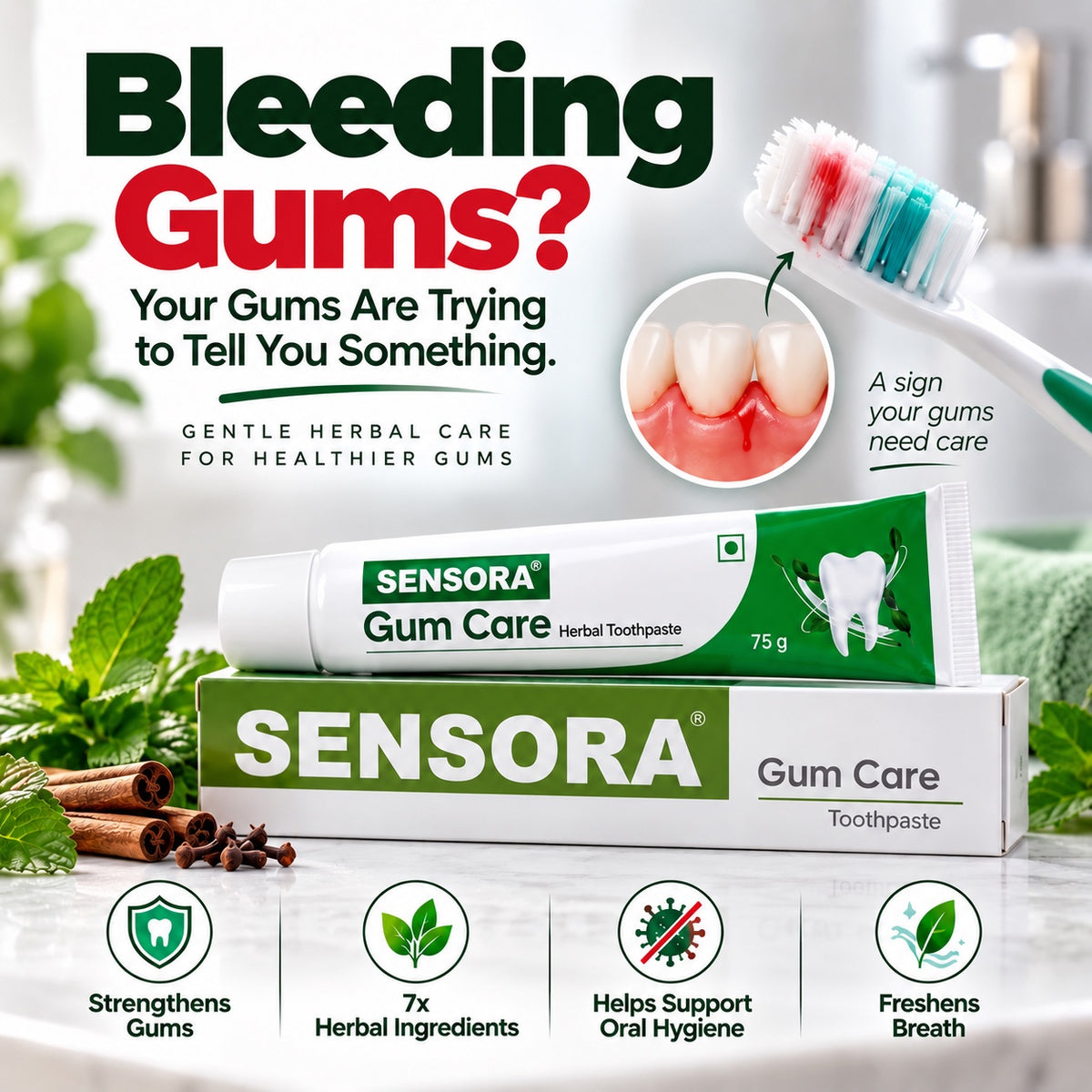 Bleeding gums - a sign your gums need care with Sensora Gum Care