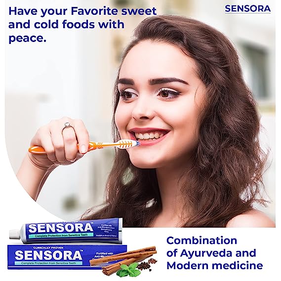 25% discount on  SENSORA Herbal Sensitivity Relief Toothpaste - Pack of 3 -- 2 Super soft Toothbrush and one tongue cleaner
